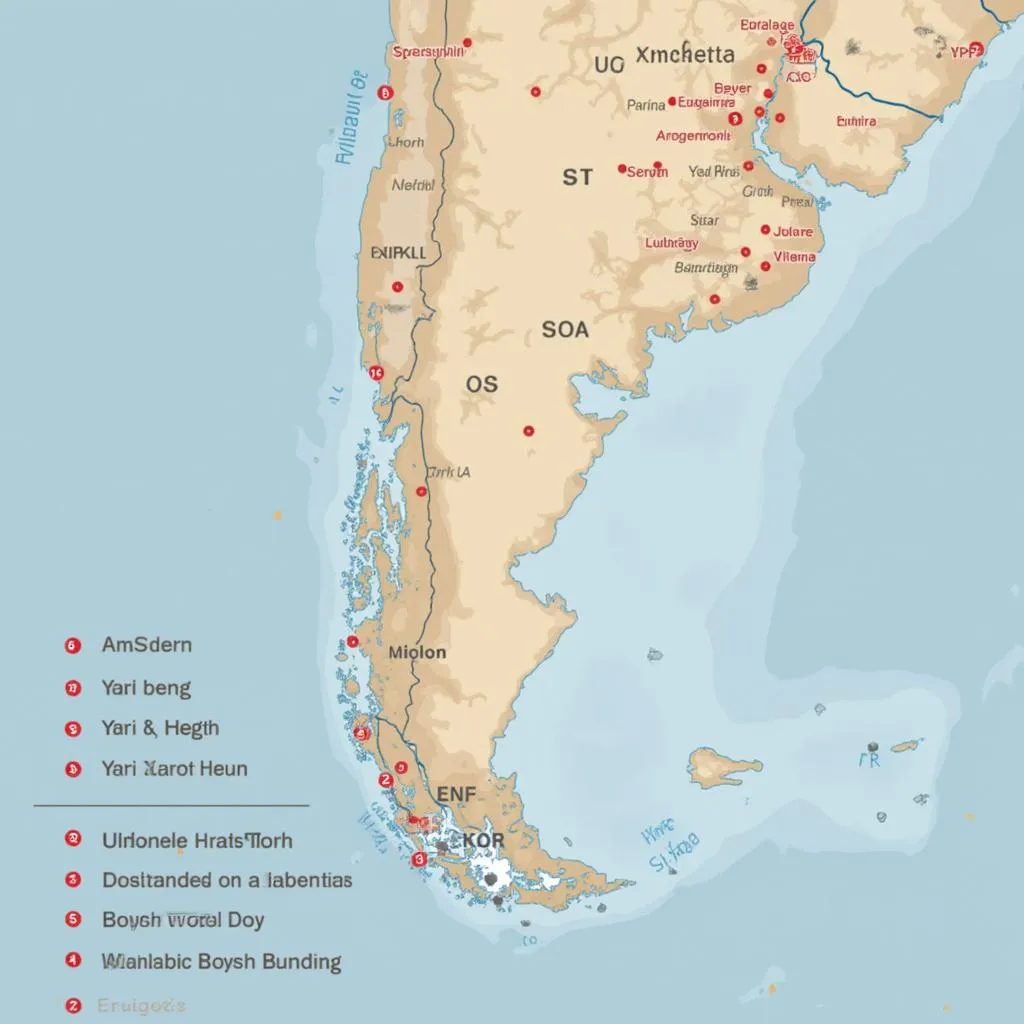 Mapa de Argentina con ubicaciones YPF